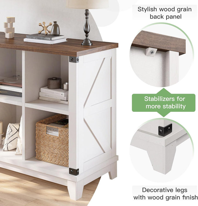 8-Cube Storage Organizer, Farmhouse Bookshelf, Display Shelf for Living Room, Bedroom, Home Office, White