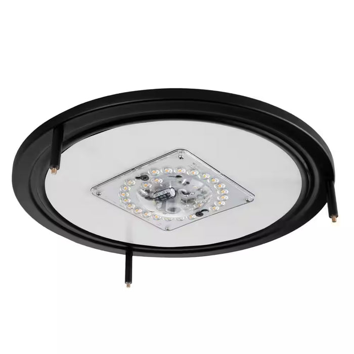 Flaxmere 12 In. Matte Black Dimmable Integrated LED Flush Mount Ceiling Light with Frosted White Glass Shade