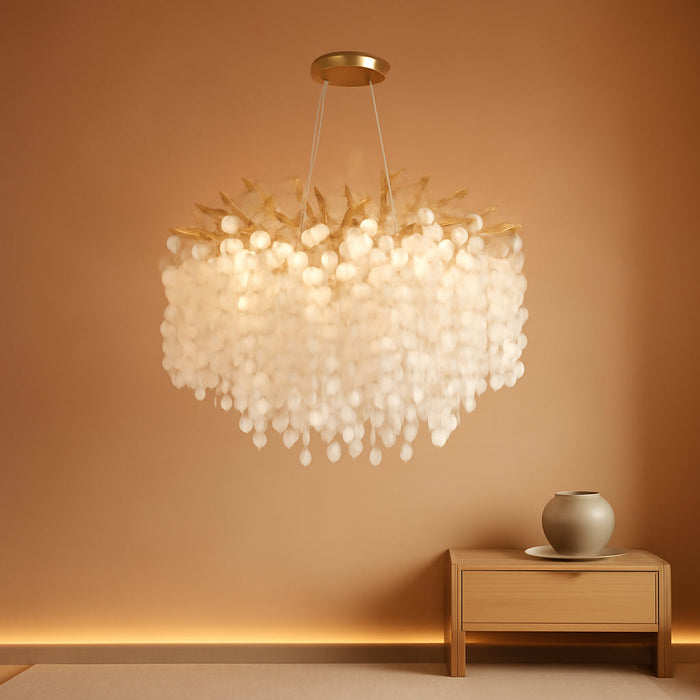 18-Inch Coastal Chandelier 6-Light Gold Tree Branch Crystal Chandelier