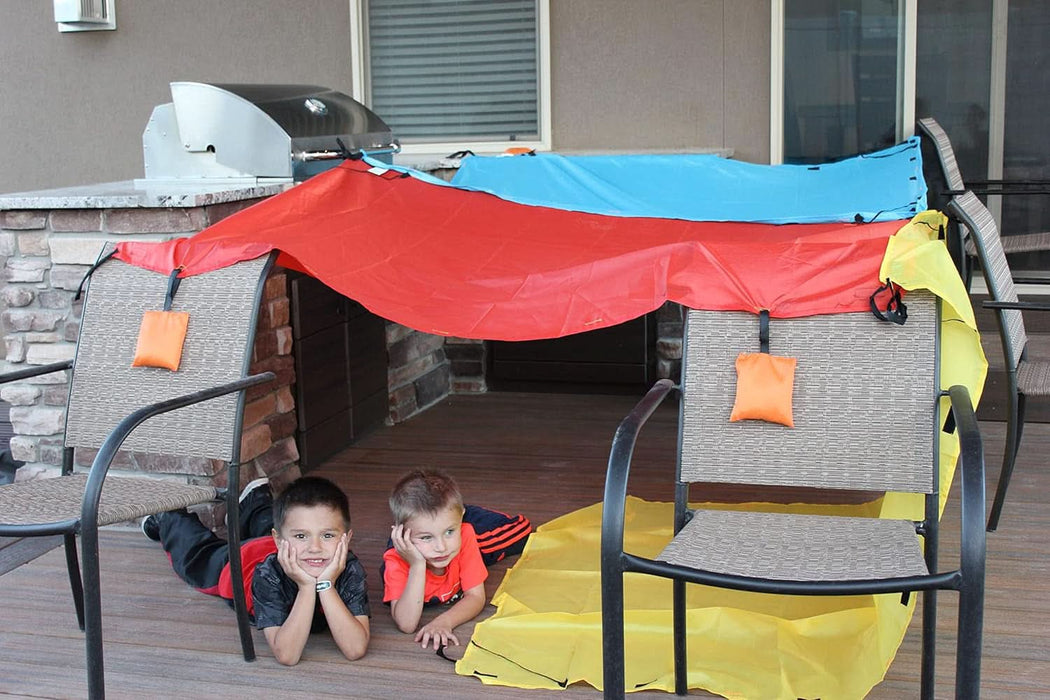 Tote a Fort Original Blanket Fort Building Kit for Kids, 3 Blanket TOTEAFORT Toy, Make a Portable Playhouse, Play Tent Boy and Girl Indoor Outdoor Build Set, STEM Children Toy, Ages 4, 8, 12 +