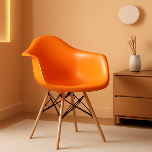 Alonza Series Orange Plastic Chair with Wooden Legs