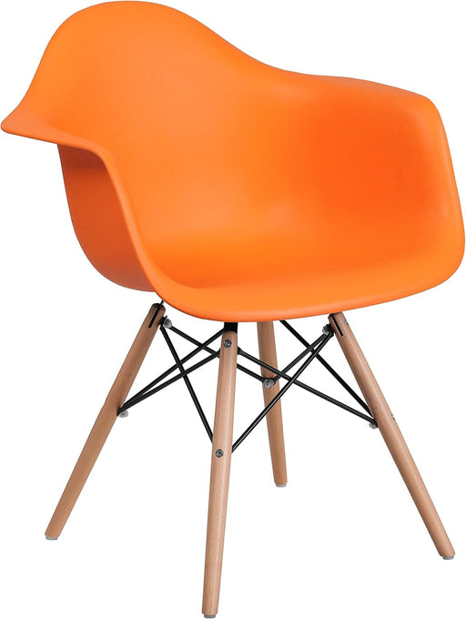 Alonza Series Orange Plastic Chair with Wooden Legs