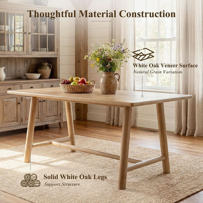 69" Dining Table for 4-6, Wood Kitchen Table with Solid Wood Legs, Modern Farmhouse Dining Furniture for Dining Room, Living Room & Home Office, Natural Finish