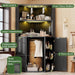 71-Inch L-Shaped Bar Cabinet Fridge Space Freestanding