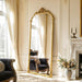 69"X28" Antique Gold Arched Vintage Floor Mirror with Carved