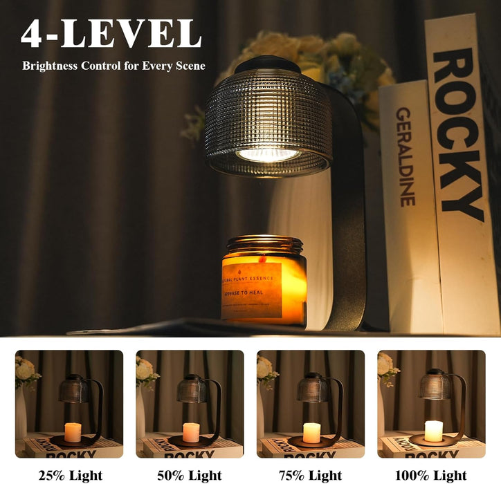 Candle Warmer Lamp with Timer - 4-Level Dimmable, Includes 2 Bulbs, Flameless Wax Warmer for Jar Candles | Ideal Gift for Housewarming & Birthday
