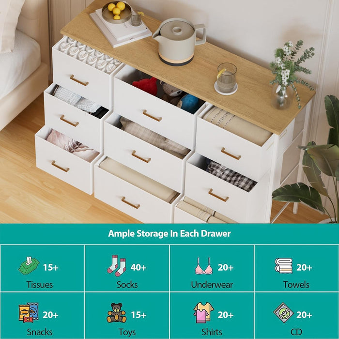 Wide TV Stand Modern TV Console, 9 Drawers Dresser for Bedroom