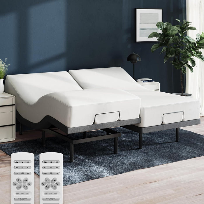 Twin XL Adjustable Base and 12” Mattress (New Version) - Head & Foot Incline - Medium Firm Memory Foam - Cooling Top Layer - 3 Massage Settings - 365-Night Mattress Trial & Forever Warranty