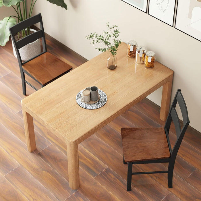 Dining Chairs, Set of 2 Farmhouse Kitchen & Dining Room Chairs with Open Back, Rubber Wood Seating for Living Room and Dining Room, Black