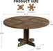 round Dining Table for 4, 47 in Farmhouse Circle Kitchen Table with Wood Tabletop and Stable Base, for Home Dining Room Living Room, Brown (Only Table)