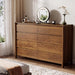 55" Wide 8-Drawer Dresser, Mid-Century Modern Chest with Solid Wood Legs, Concealed Handle,Large Wood Storage Organizer, Bedroom Storage,Walnut