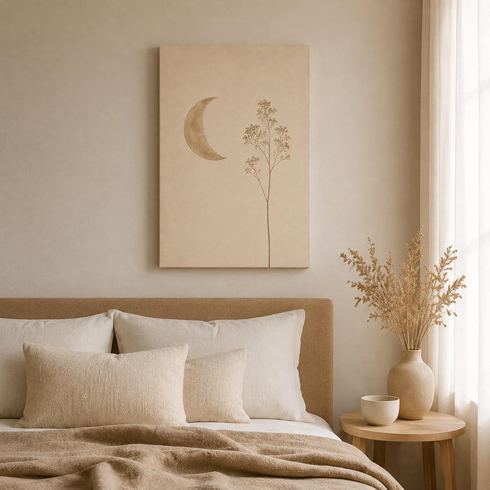 Arvelo Moon Canvas Wall Art, Neutral Celestial Decor for Bedroom & Living Room, Ready to Hang