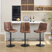 Counter Height Bar Stools, Swivel Barstools Set of 3 with Backs, Modern Brown Bar Chairs for Kitchen Island, Adjustable Height 24"-33", Faux Leather Kitchen Bar Stools (Brown, 3PCS)