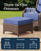 Luxury Outdoor 5-Pieces High Back Patio Furniture Set with 6'' Thick Cushions, 3-Seater Sofa with Swivel Rocker Chairs and Ottomans, Ideal for Porch, Poolside, Deck, and Yard (Blue)