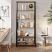 Bookshelf, 31.5" Wide 6-Tier Industrial Bookcase, Vintage Brown