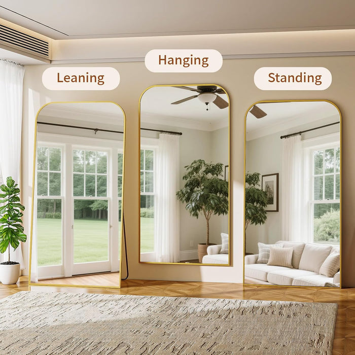 Oversized Full Length Mirror 76"X34" Arched Floor Standing Mirror