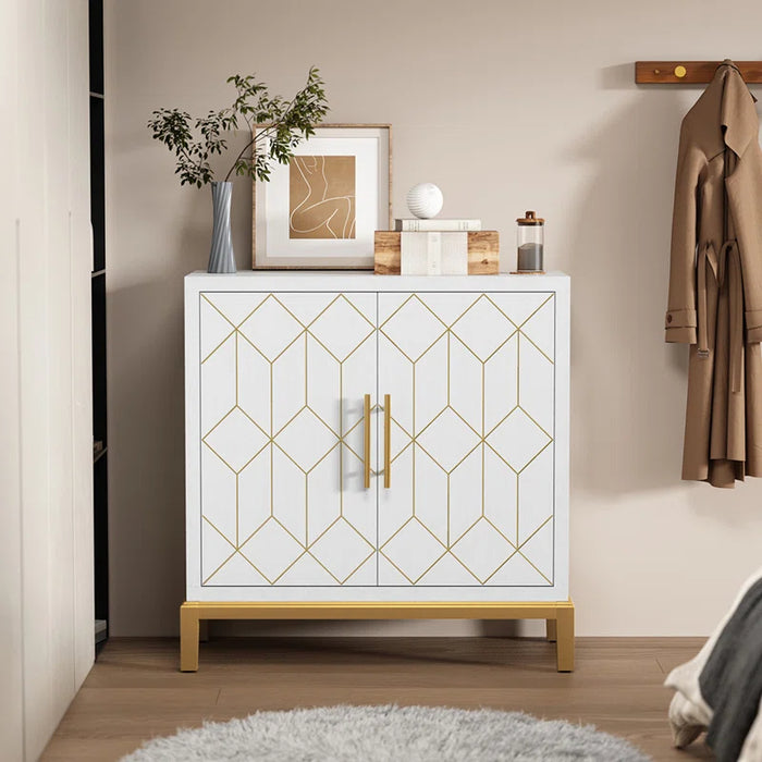 32" Accent Cabinet with Gold Trim