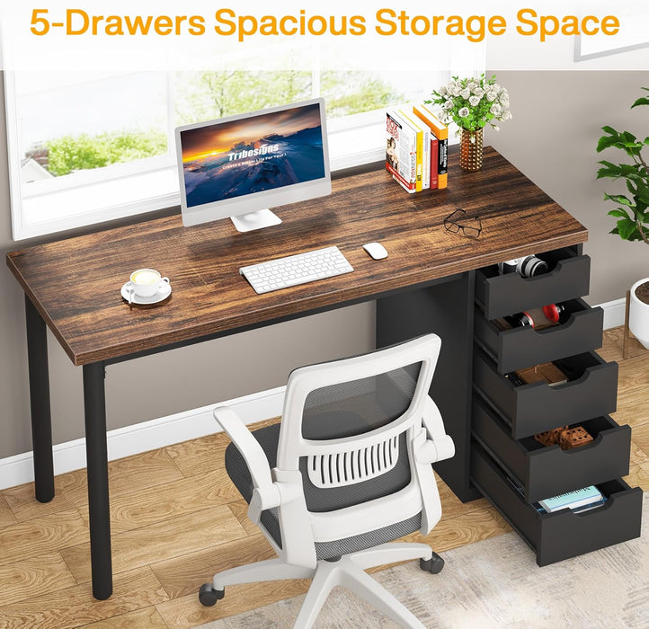 Industrial Rustic Brown FortySevenInch Computer Desk Storage