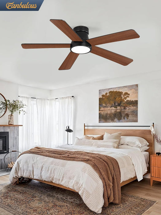 Sleek Black 48 Inch Flushmount Ceiling Fan Lighting