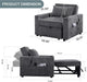 Light Grey Multifunctional Convertible Sofabed With Massage