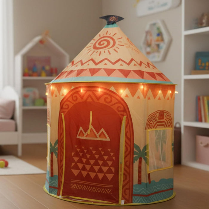 Tropical Adventure Princess Play Tent for Kids, 53"X41" Island-Themed Pop-Up Playhouse with LED Lights & Carry Bag, Indoor Outdoor Tent for Girls & Boys Ages 3–9