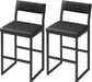 Bar Stools, Set of 2 Bar Chairs with Backrest and Footrest, 26" PU Leather Counter Height Barstools, PU Cushioned Seat, Metal Frame, for Kitchen, Dining Room, Home Bar, Black BABK11R01