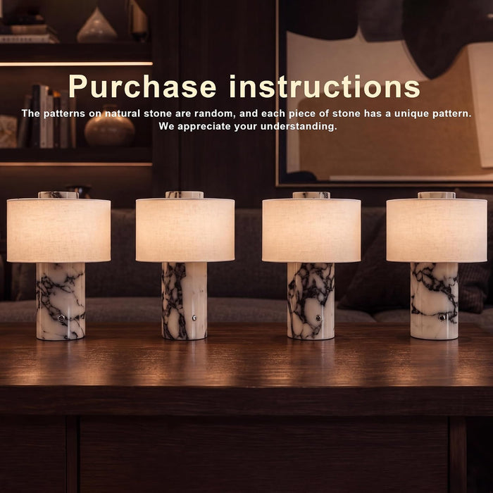 Marble Table Lamp Cordless Stone Lamps Rechargeable, Calacatt Viola Lamp