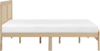 Queen Platform Bed, Faux Wood Veneer Platform Bed Frame with Panel Headboard, Strong Wooden Slats Support, No Box Spring Required, Easy Assembly, Natural