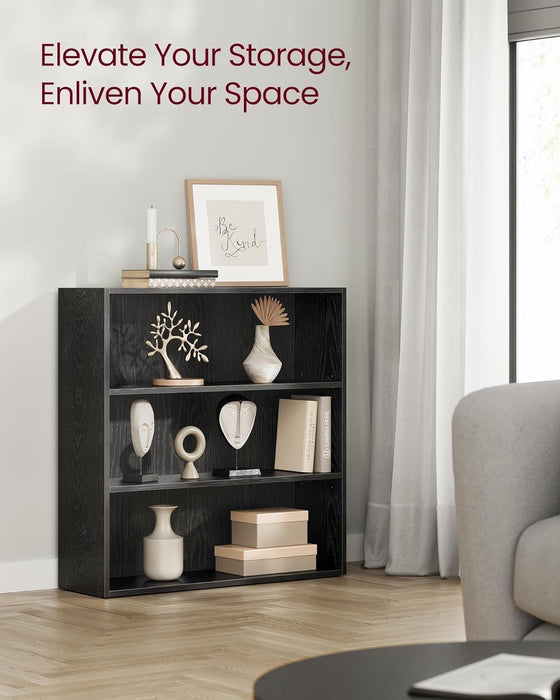 Custos Collection - Bookshelf, 3-Tier Bookcase, Book Shelf, Open Storage Shelf, 9.4 X 31.5 X 32 Inches, for Living Room, Home Office, Dinning Room, Ebony Black ULBC173T56