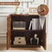 32" Sideboard Buffet Cabinet with Storage, Walnut Modern Cabinet with Arched Wood Door and Adjustable Shelf, Wooden Modular Kitchen Cabinet for Dining& Living Room, Entryway