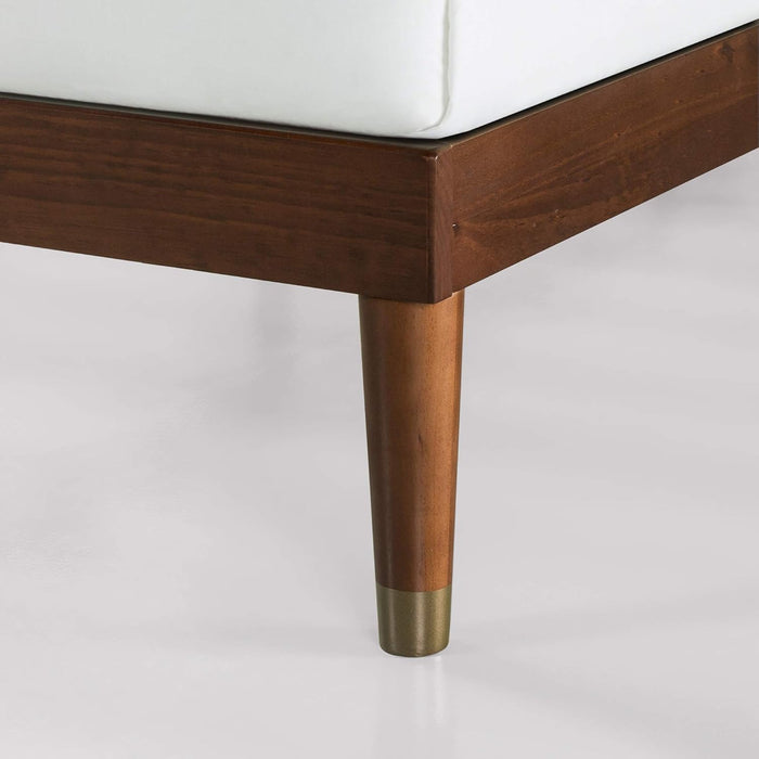 Raymond Wood Platform Bed Frame with Adjustable Wood Headboard, Solid Wood Foundation, Wood Slat Support, No Box Spring Needed, Easy Assembly, King, Brown