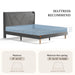 Queen Bed Frame with Charging Station, Upholstered Platform Bed with Wingback Storage Headboard, Dark Gray