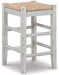 Mirimyn Farmhouse 23.63" Counter Height Bar Stool with Woven Wicker Seats, 2 Count, White & Light Brown