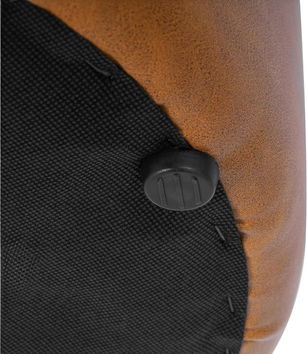 Upholstered Faux Leather round Ottoman (No Lid, Seat Only) |  Home Décor | Foot Rest Pouf – Camel Brown