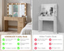 36InchesWide Fluted Vanity Desk With Premium Mirror