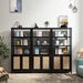 Rattan Boho 5 Tier BookshelfStorageUnit With Doors