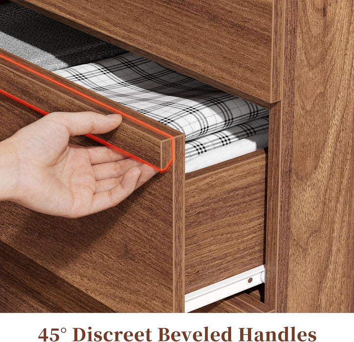6 Drawer Dresser Walnut, Double Chest of Drawers