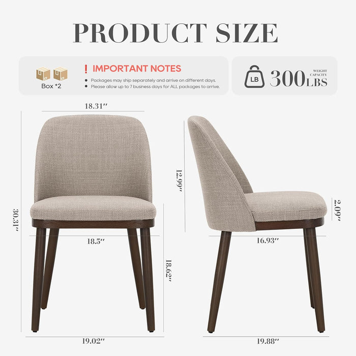Upholstered Dining Chairs Set of 4, Modern Dining Room Chairs, Fabric Kitchen Chairs with Wood Legs, Camel