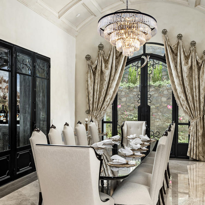 Crystal Chandelier Black Pendant Light 31Inch Luxury