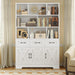 Bookshelf with Drawers & Doors, Tall Bookshelf with Storage, Bookcase with Cabinets for Home Office, Living Room, White
