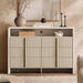 53.2" Fluted 6 Drawer Dresser with Open Shelf, Grey