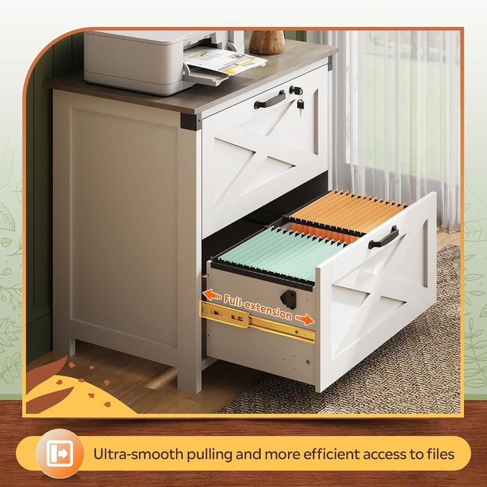 2 Drawer Lateral File Cabinet WhiteLockingSystemA4