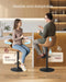 VASAGLE Bar Stools Set of 4, Adjustable Height Swivel Barstools with Ergonomic Backrest, Synthetic Leather, Larger Metal Base, Modern Tall Bar Chairs for Kitchen Island, Caramel Brown