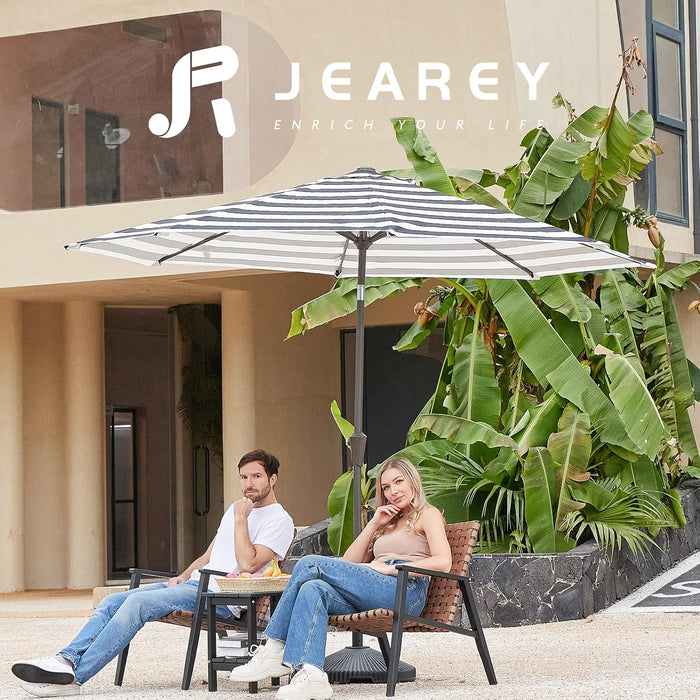 9FT Outdoor Patio Umbrella, Market Umbrella, Black & White Stripe