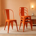 Metal Dining Chair Farmhouse Tolix Style for Kitchen Dining Room Café Restaurant Bistro Patio, 18 Inch, Stackable, Waterproof Indoor/Outdoor (Sets of 4) (Orange, Steel Seat)