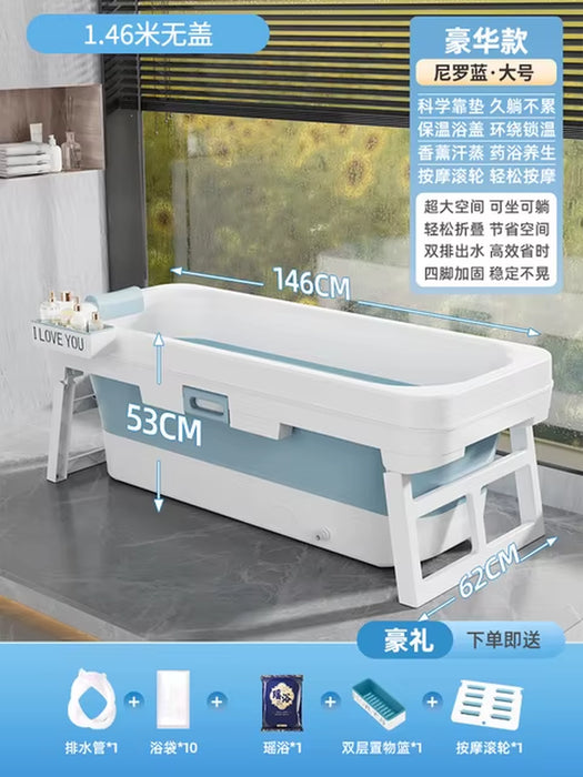 Portable Folding Bathtub for Adults Hot Bath Spa Plastic Bathtubs Children Swimming Pool Bucket Sauna Lid Cover House Bath Tub Z