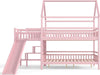 Pink FullOverFullBunkBed PlayhouseWithStairs Storage