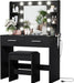 Vanity Desk With Extended Mirror Black PowerOutlet