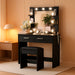 Vanity Desk With Extended Mirror Black PowerOutlet