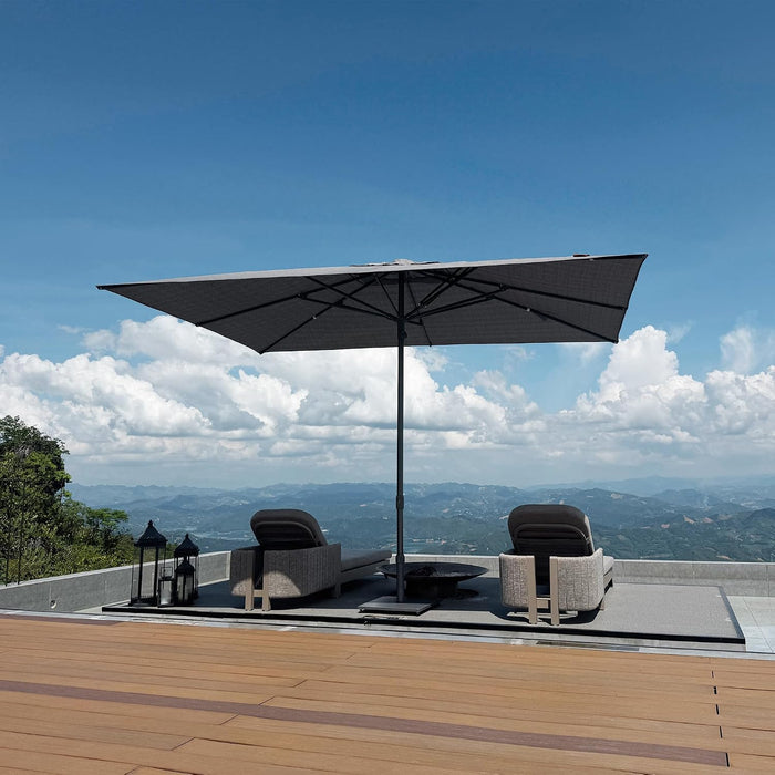 Patio Market Umbrella 6' X 10' Business Semi Auto Lift, Gray